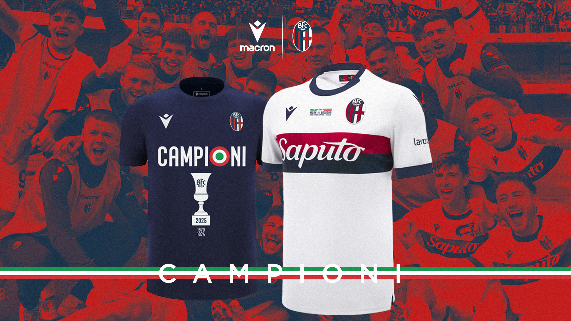 IL BOLOGNA FC VINCE LA COPPA ITALIA 2025: SUL SITO MACRON.COM È ACQUISTABILE LA MAGLIA CELEBRATIVA “CAMPIONI”